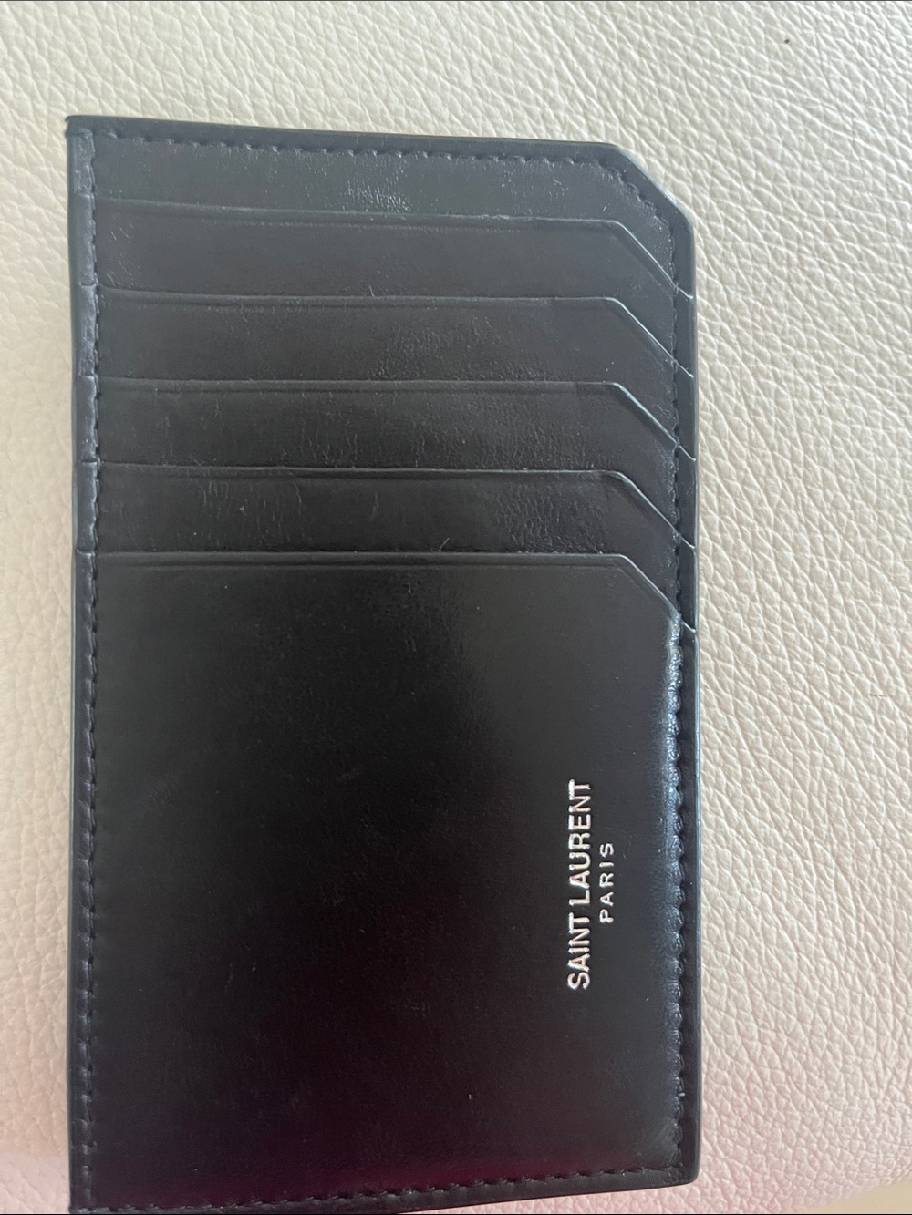 Saint Laurent Black Smooth Leather Card Case